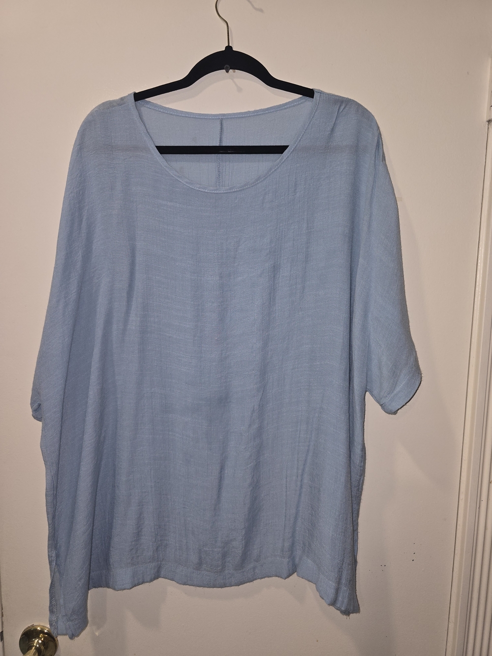 Light Blue Women's Relaxed Scoop Neck Blouse